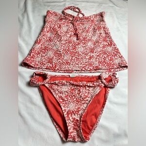 Mossimo orange and white two piece tankini